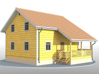 Каркасный дом 8х9 | Полутороэтажные деревянные коттеджи с террасой 8х9